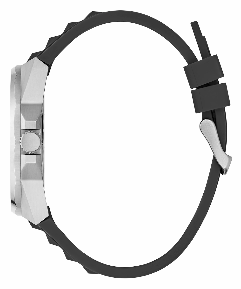 GUESS Mens Black Silver Tone Multi-function Watch