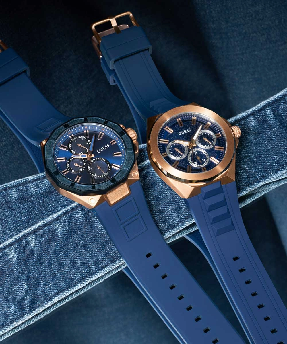GUESS Mens Blue 2-Tone Multi-function Watch