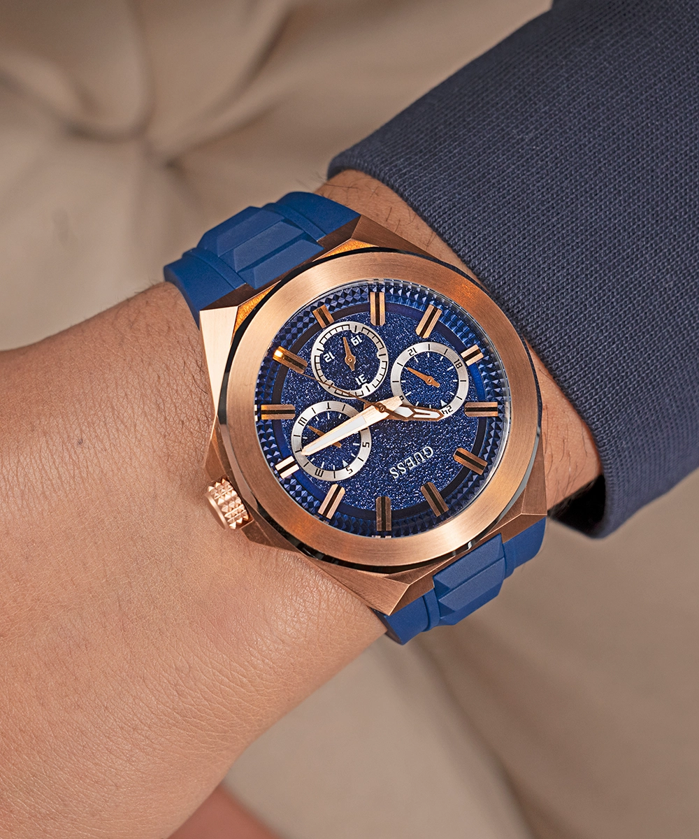 GUESS Mens Blue 2-Tone Multi-function Watch