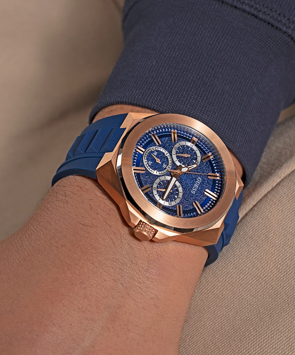 GUESS Mens Blue 2-Tone Multi-function Watch