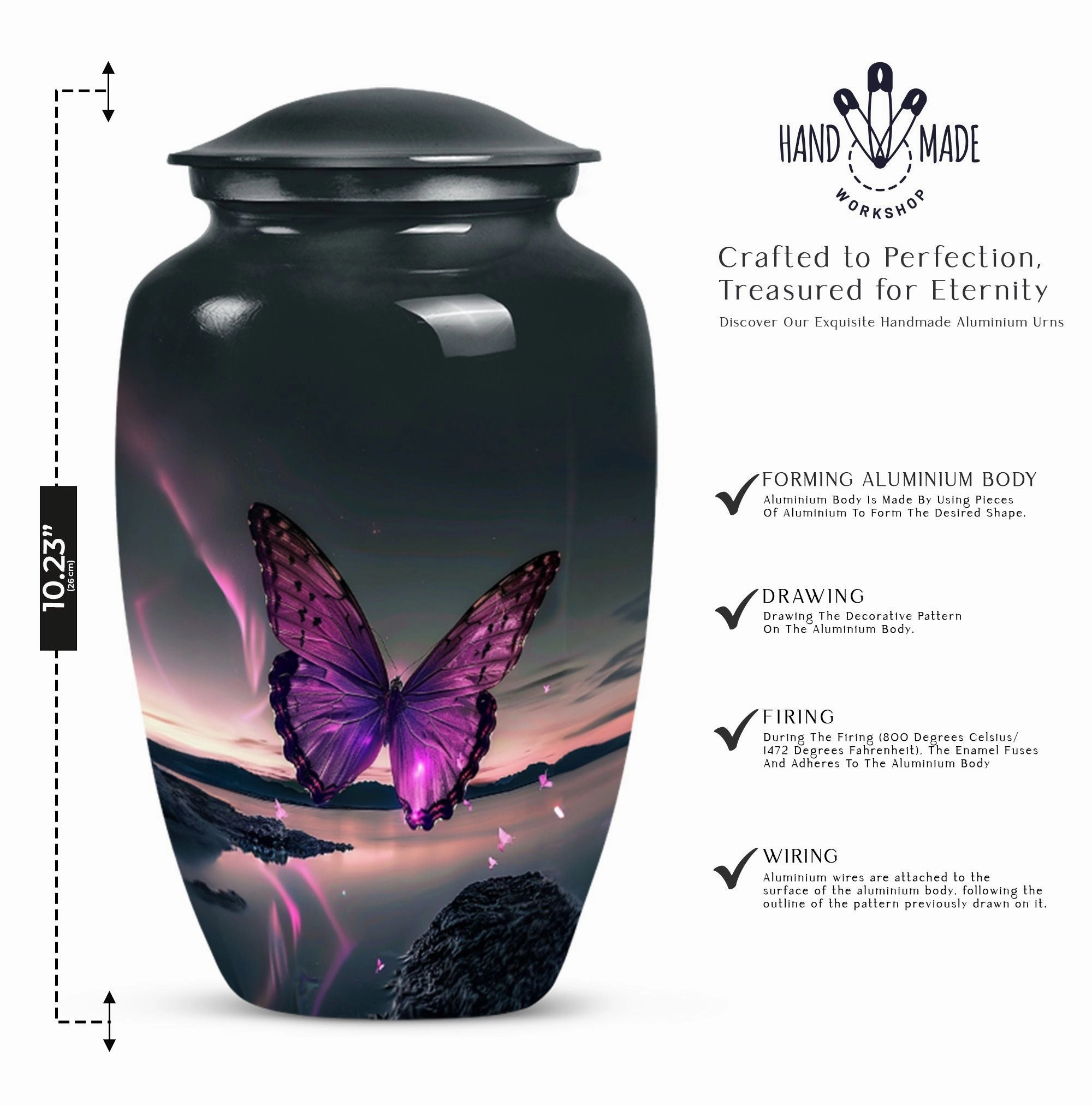Harmony Rest Purple Butterfly Tribute - A Premier Cremation Urn