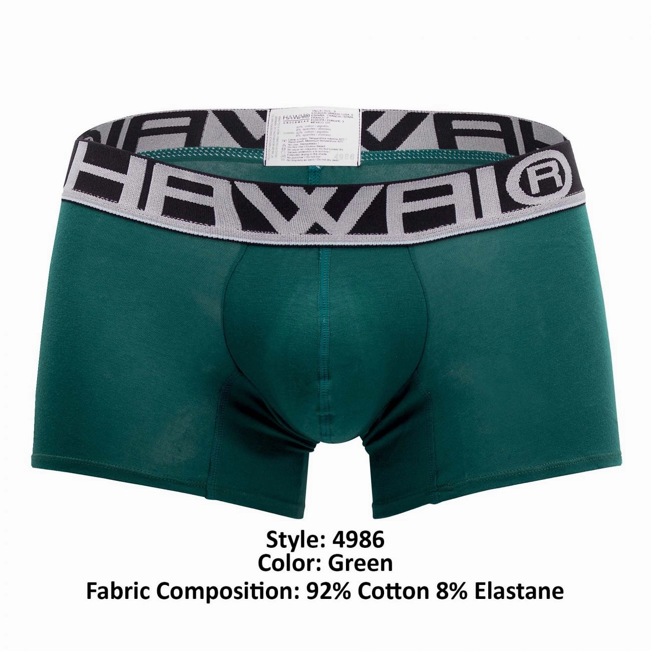 HAWAI 4986 Solid Athletic Trunks Color Green