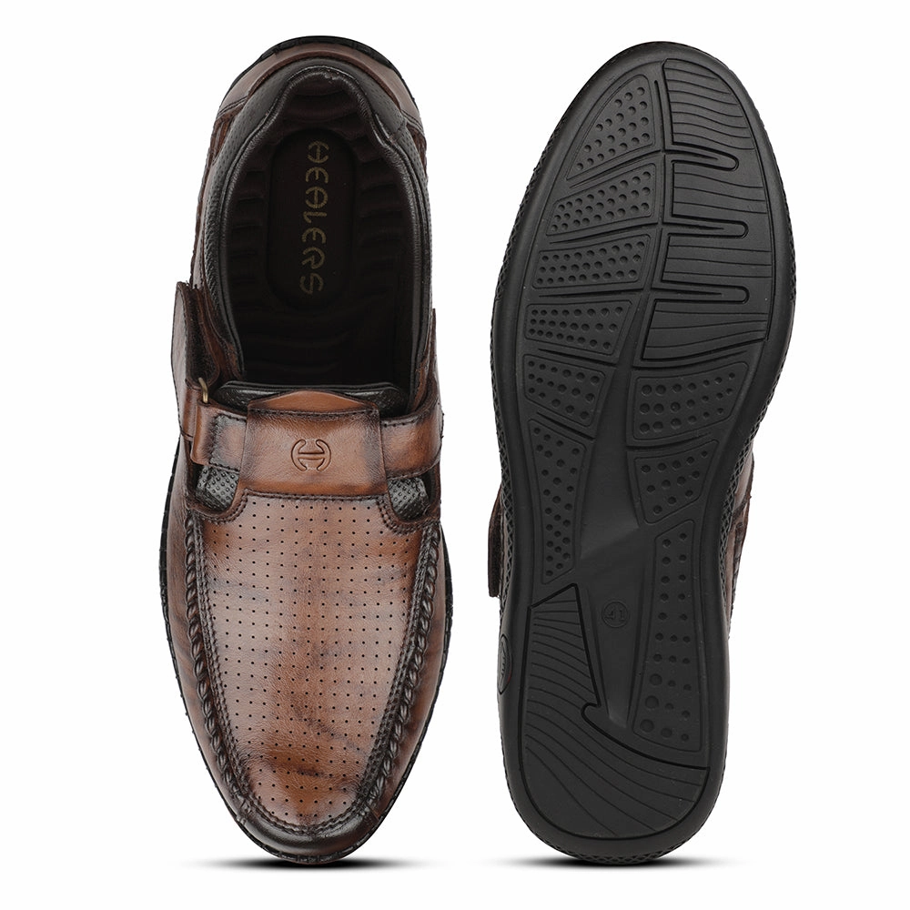 Healers Tan Casual Flat Sandal For Men DSL-4 By Liberty