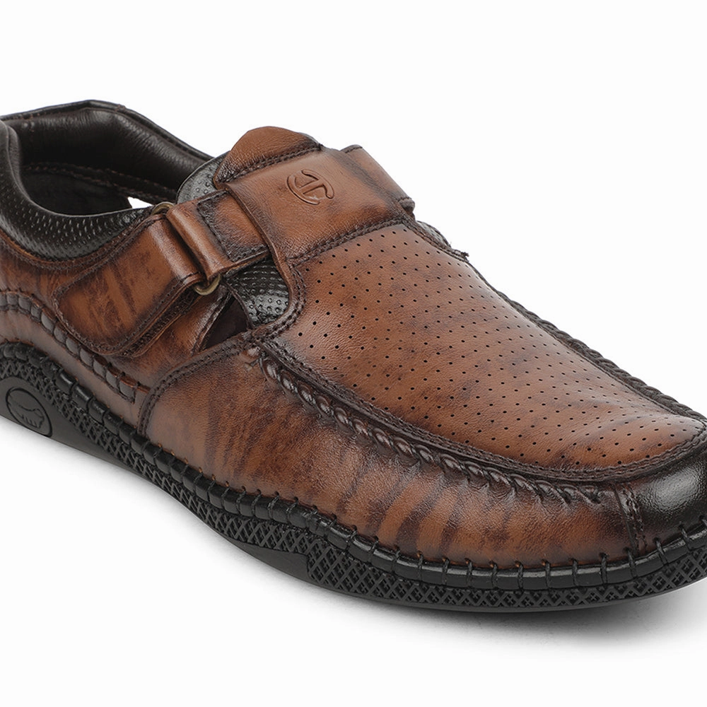 Healers Tan Casual Flat Sandal For Men DSL-4 By Liberty