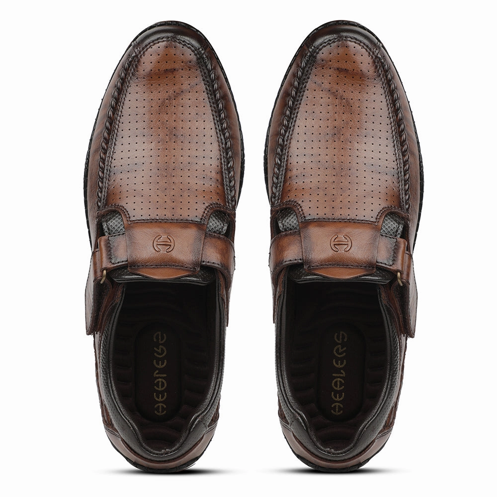 Healers Tan Casual Flat Sandal For Men DSL-4 By Liberty