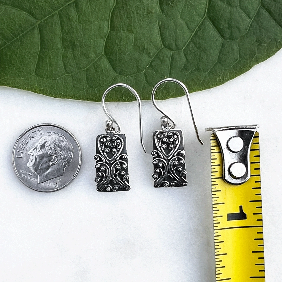 Heartbeat Filigree Earrings- Sterling Silver, Indonesia