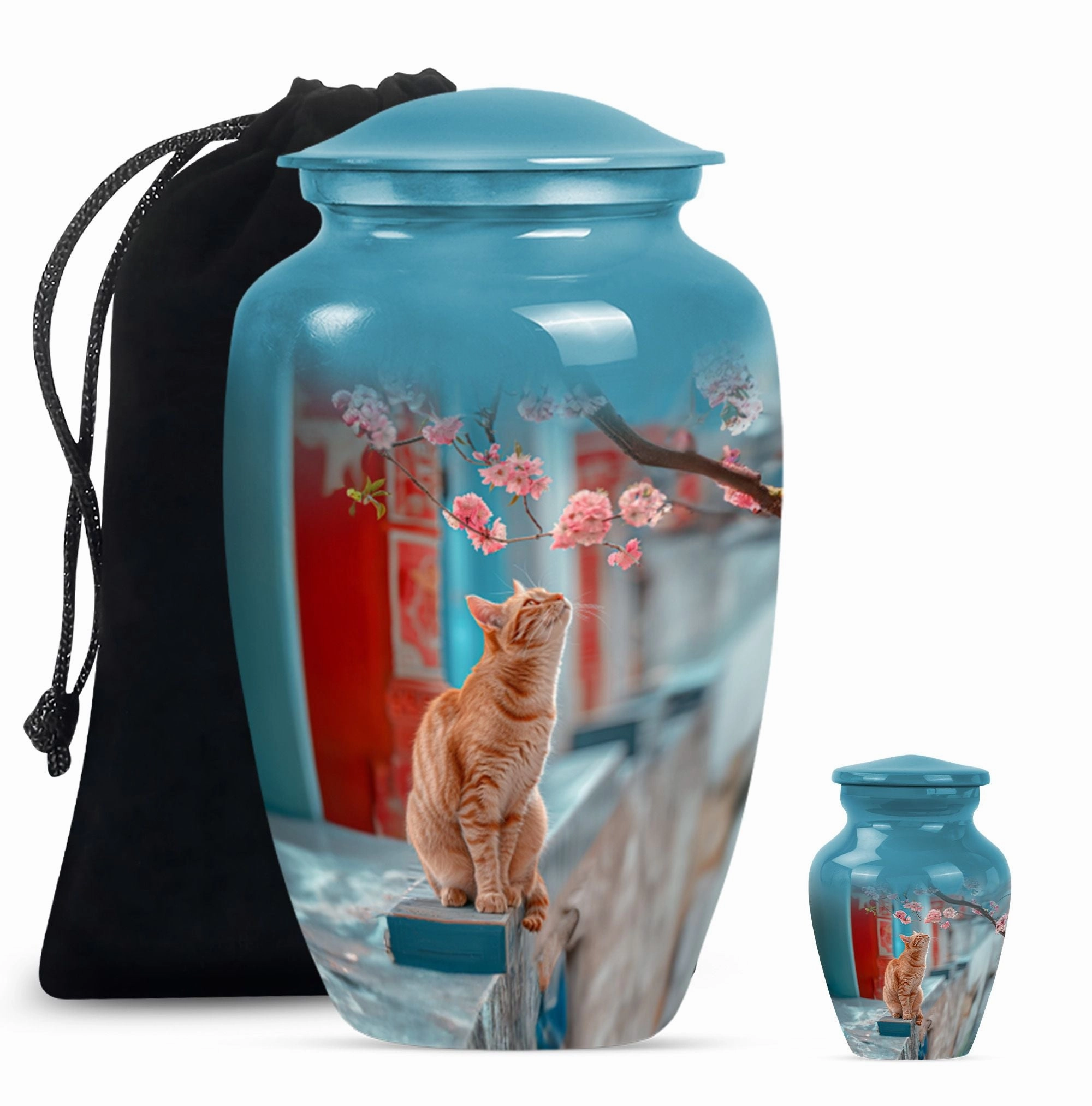 Honoring Remembrance: Cremation Urn with Orange Cat Motif