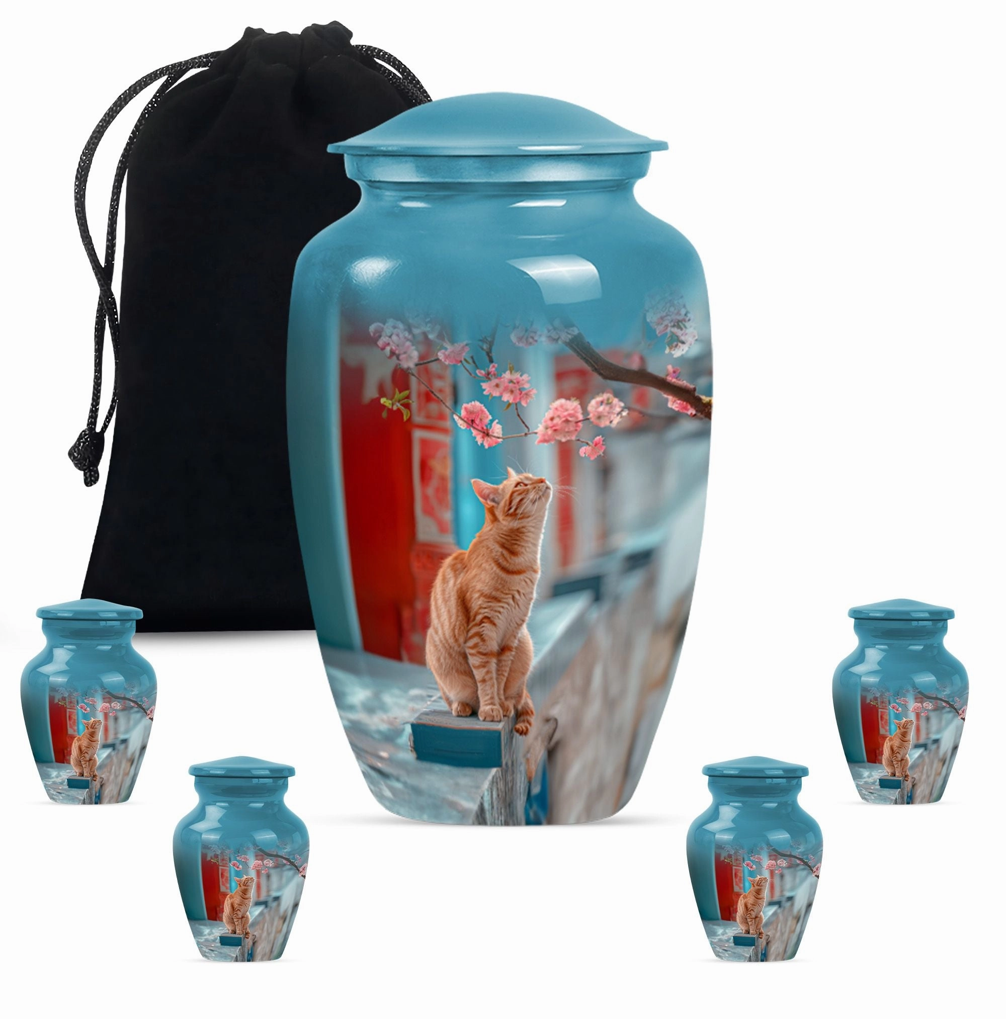Honoring Remembrance: Cremation Urn with Orange Cat Motif