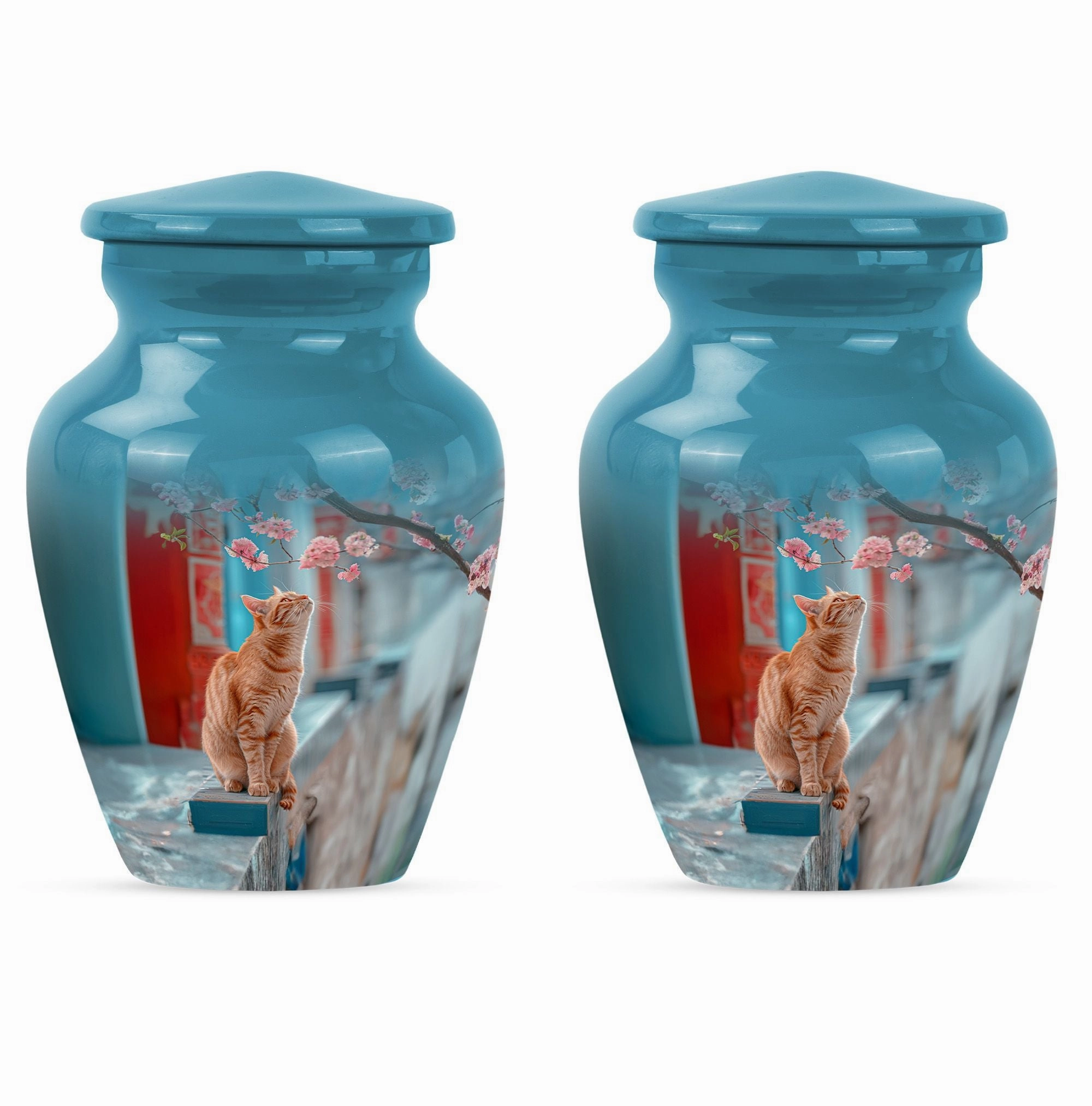 Honoring Remembrance: Cremation Urn with Orange Cat Motif