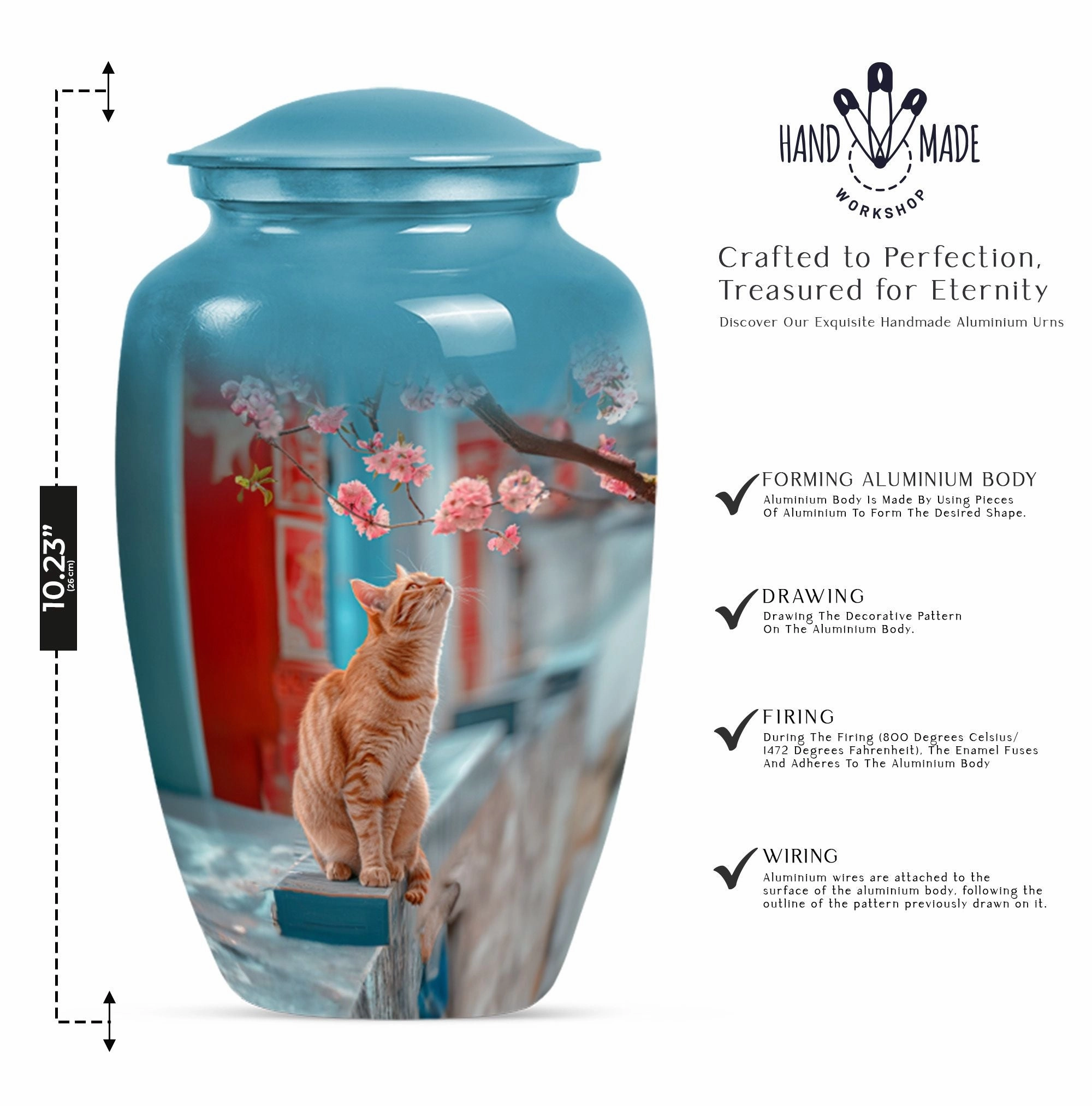 Honoring Remembrance: Cremation Urn with Orange Cat Motif