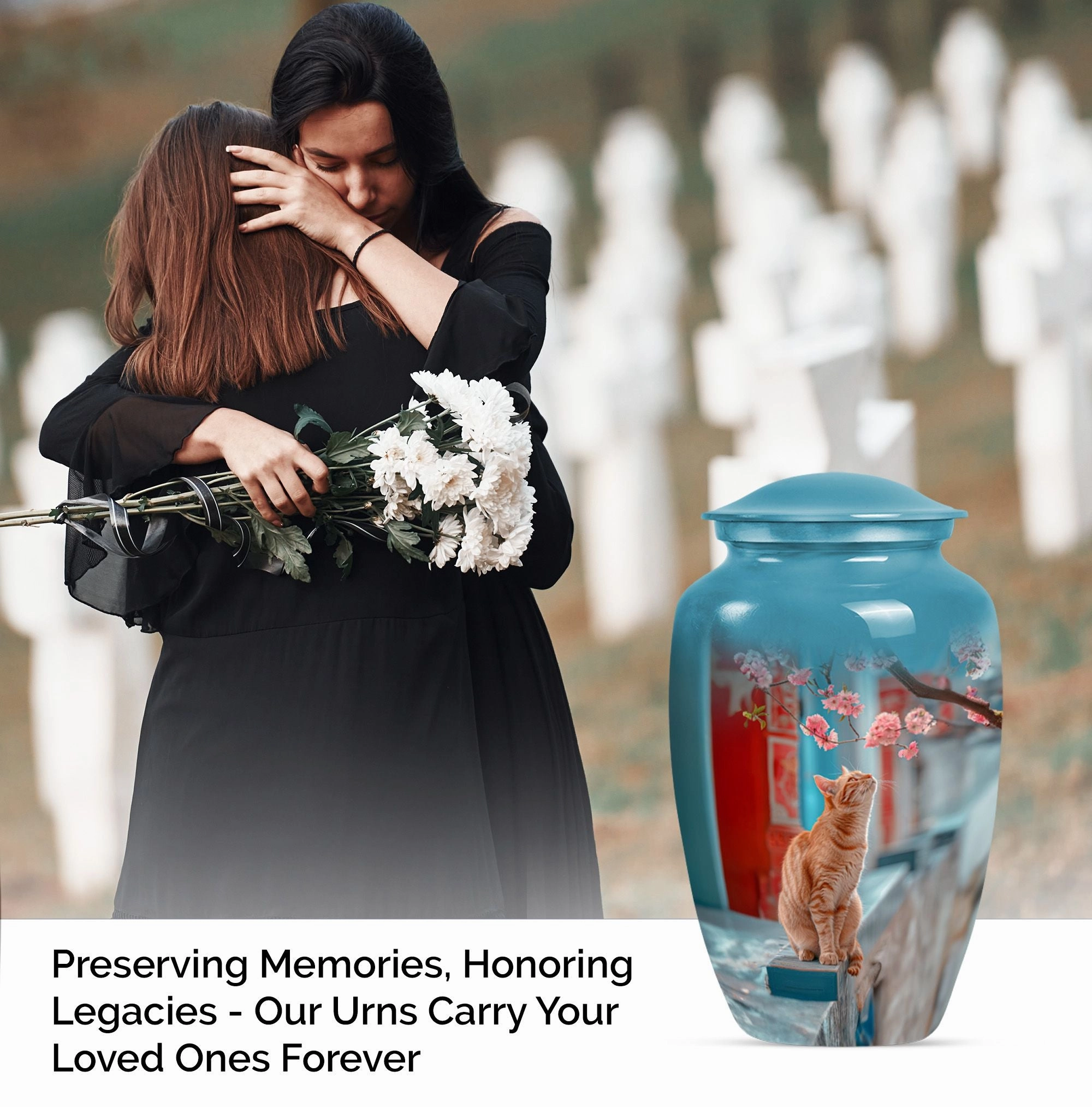 Honoring Remembrance: Cremation Urn with Orange Cat Motif