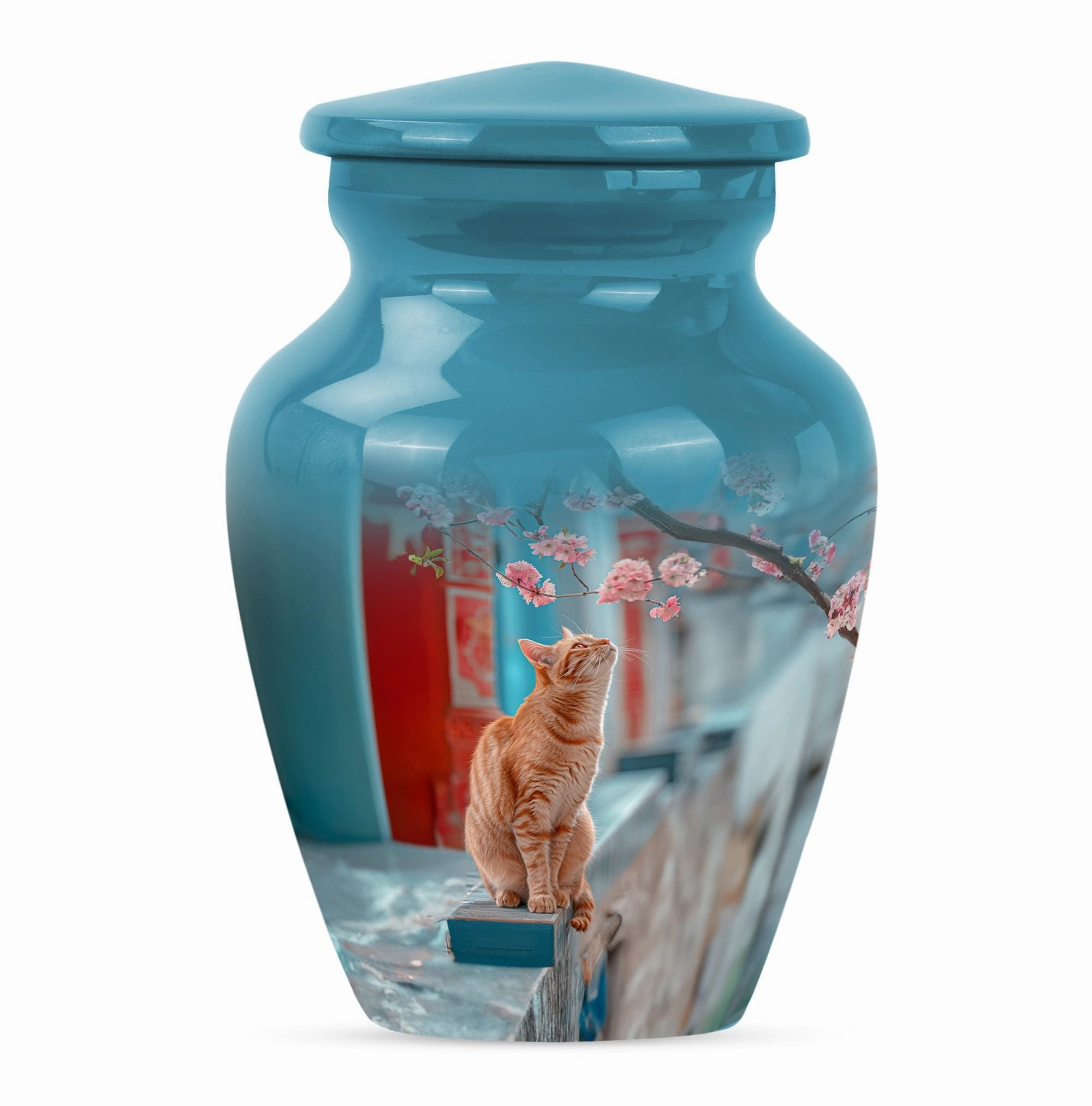Honoring Remembrance: Cremation Urn with Orange Cat Motif