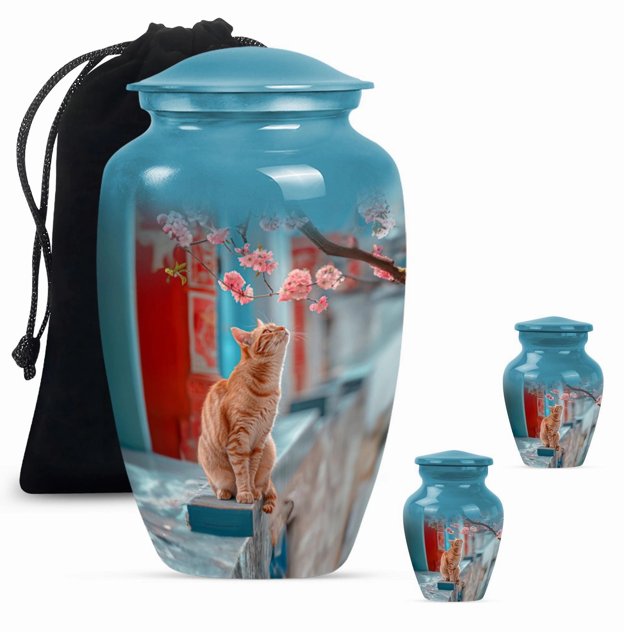 Honoring Remembrance: Cremation Urn with Orange Cat Motif