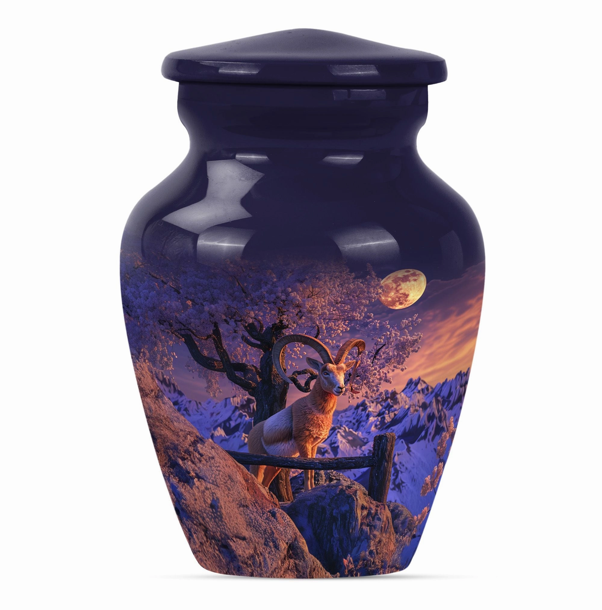 Howling Wolf Goat Urn: Cremation Container for Adult Ashes