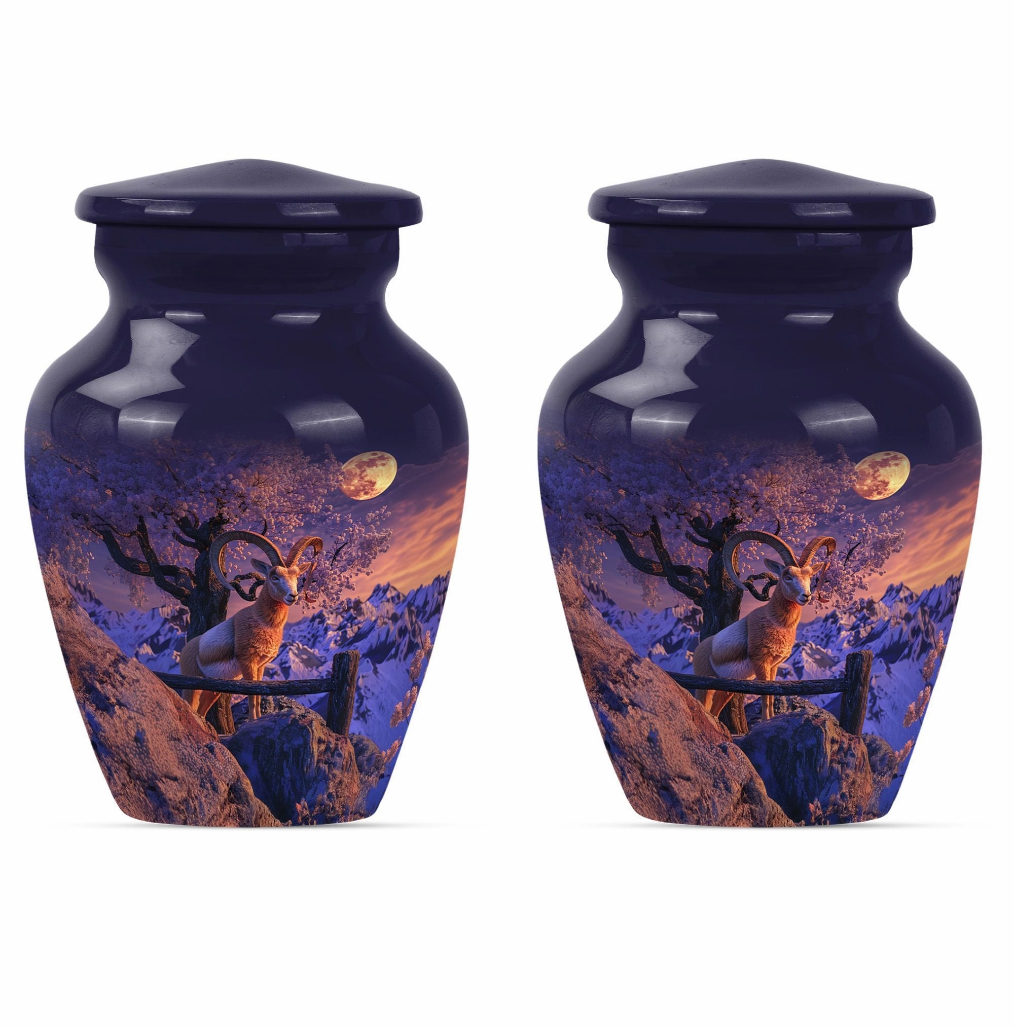 Howling Wolf Goat Urn: Cremation Container for Adult Ashes