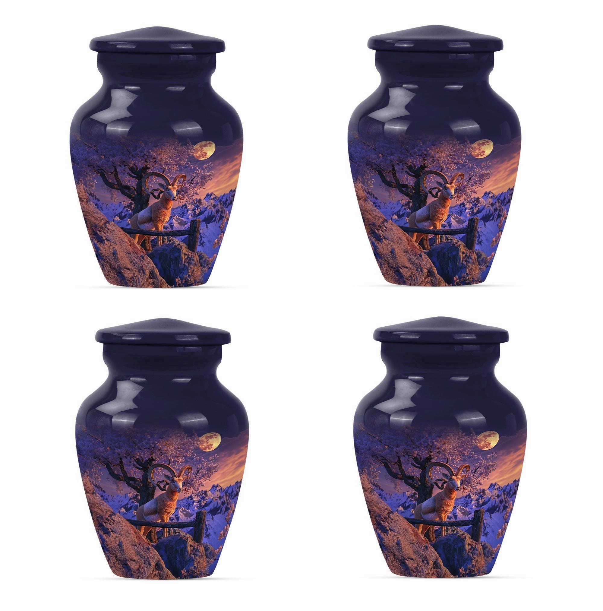 Howling Wolf Goat Urn: Cremation Container for Adult Ashes