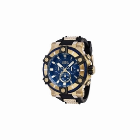 Invicta 39187 Men Watch Bolt Quartz Chronograph Gold Blue Dial Rubber 52mm