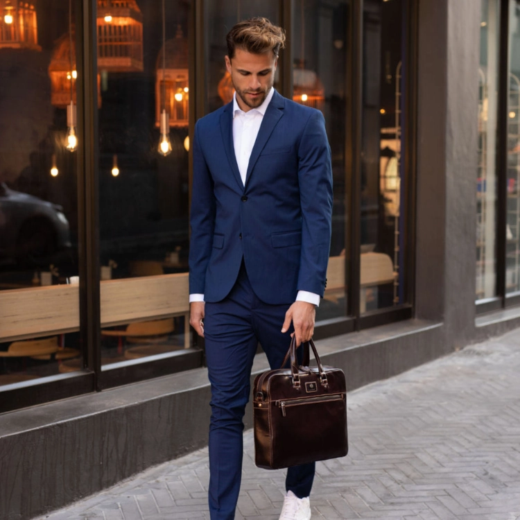 Jekyll & Hide Slim Zip Top Briefcase - Tobacco