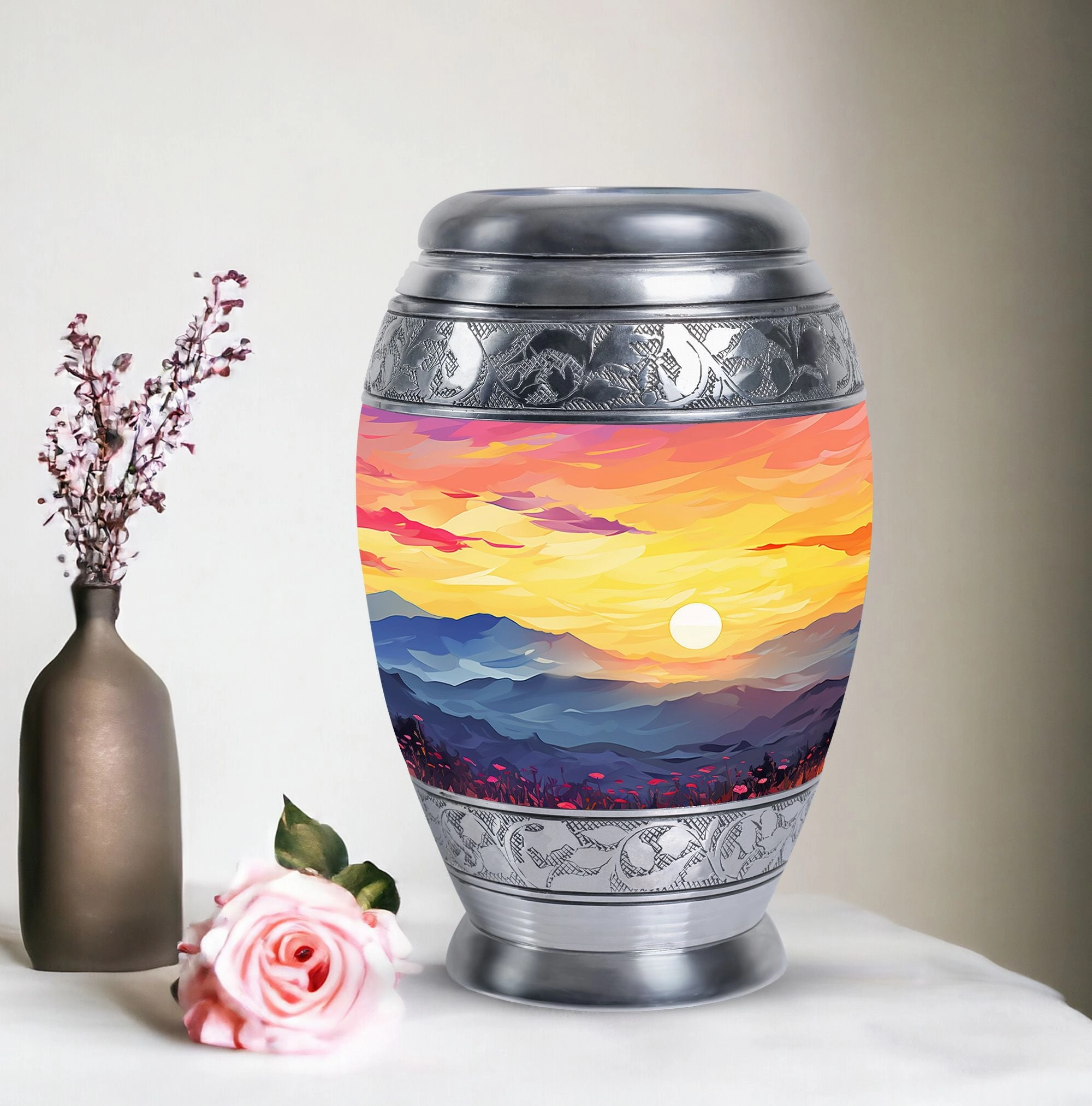 Large Unique Mountains Urn For Ashes