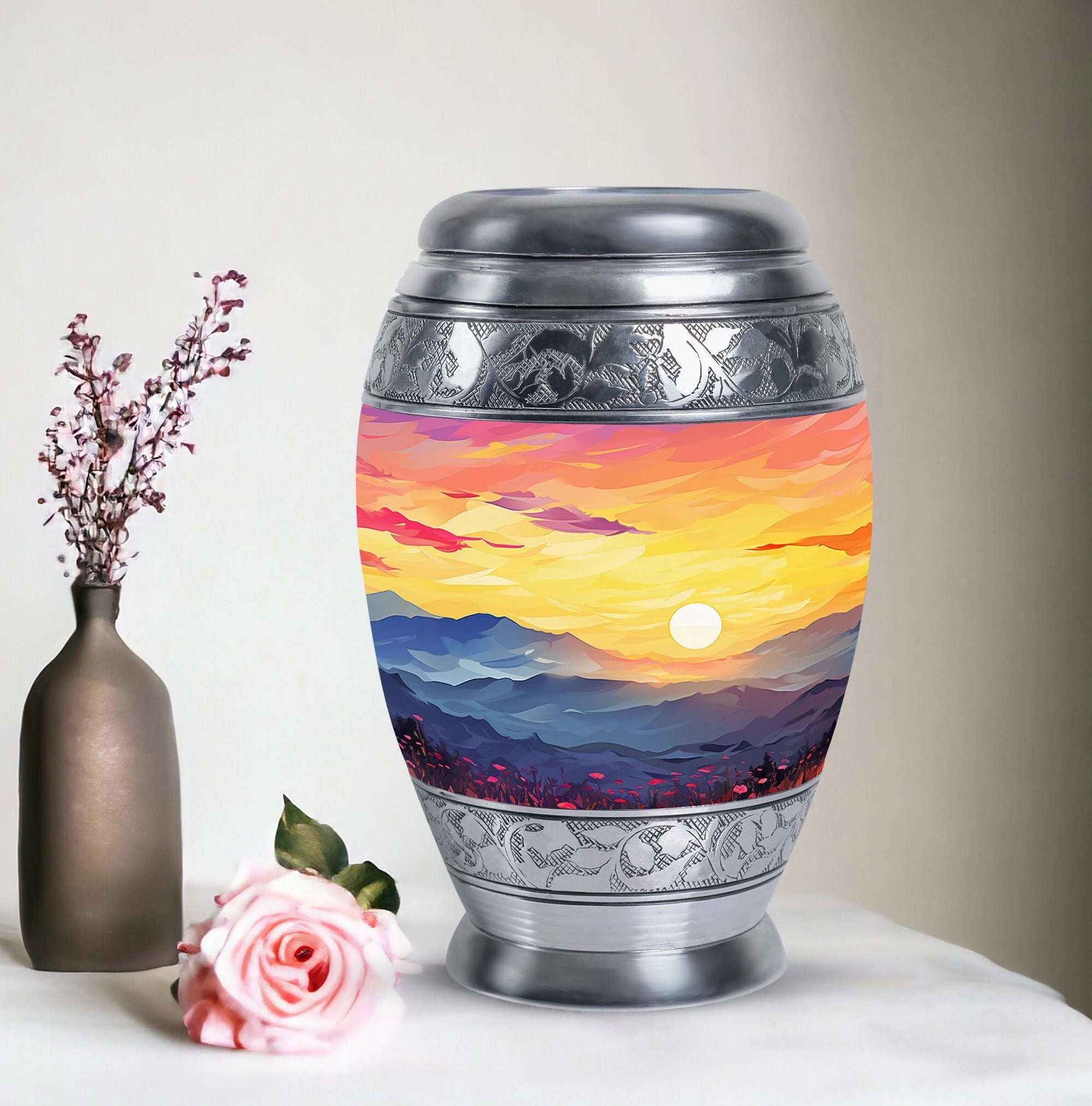 Large Unique Mountains Urn For Ashes