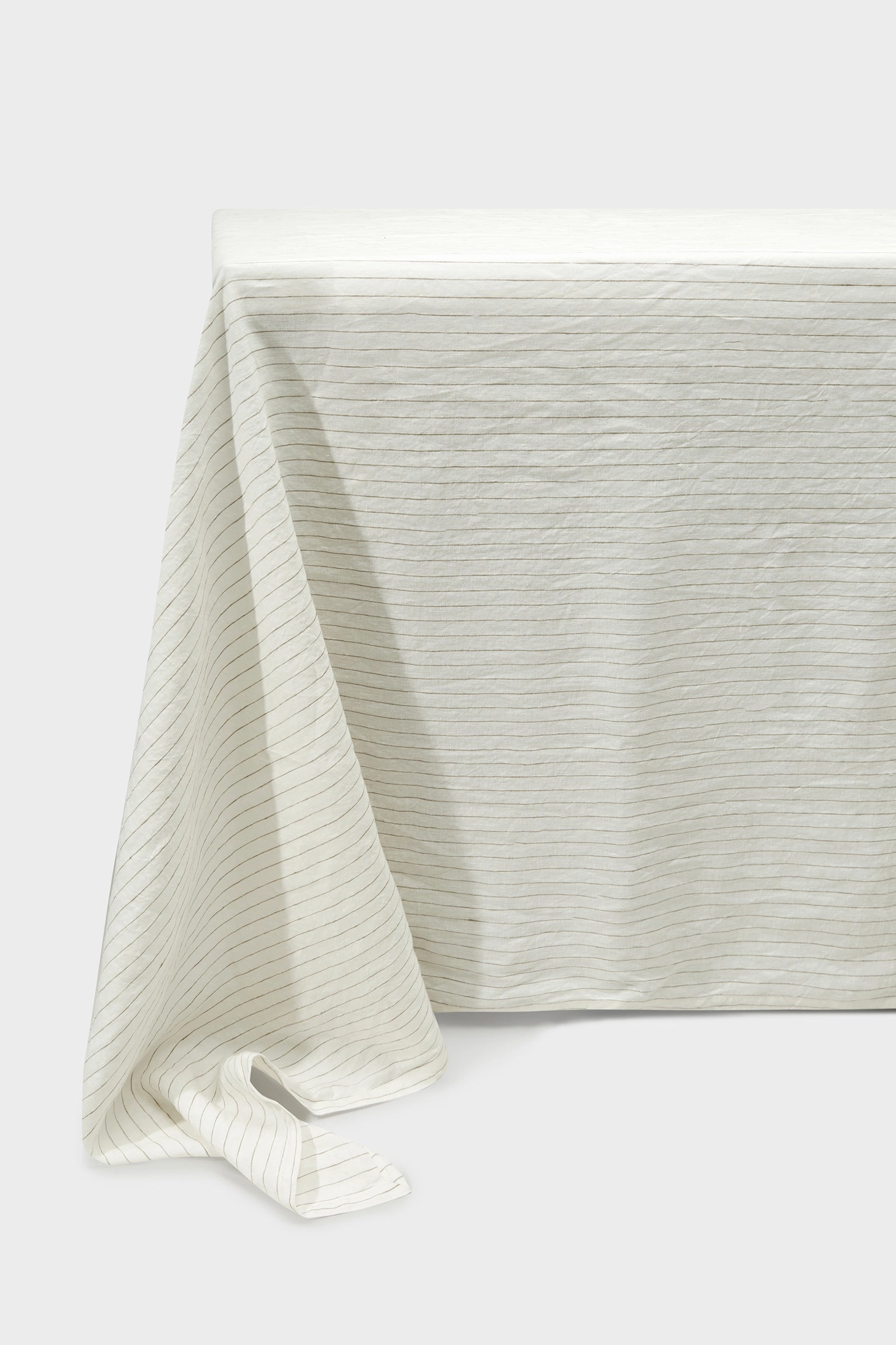 Linen Table Cloth Olive Pinstripe