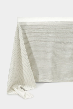 Linen Table Cloth Olive Pinstripe