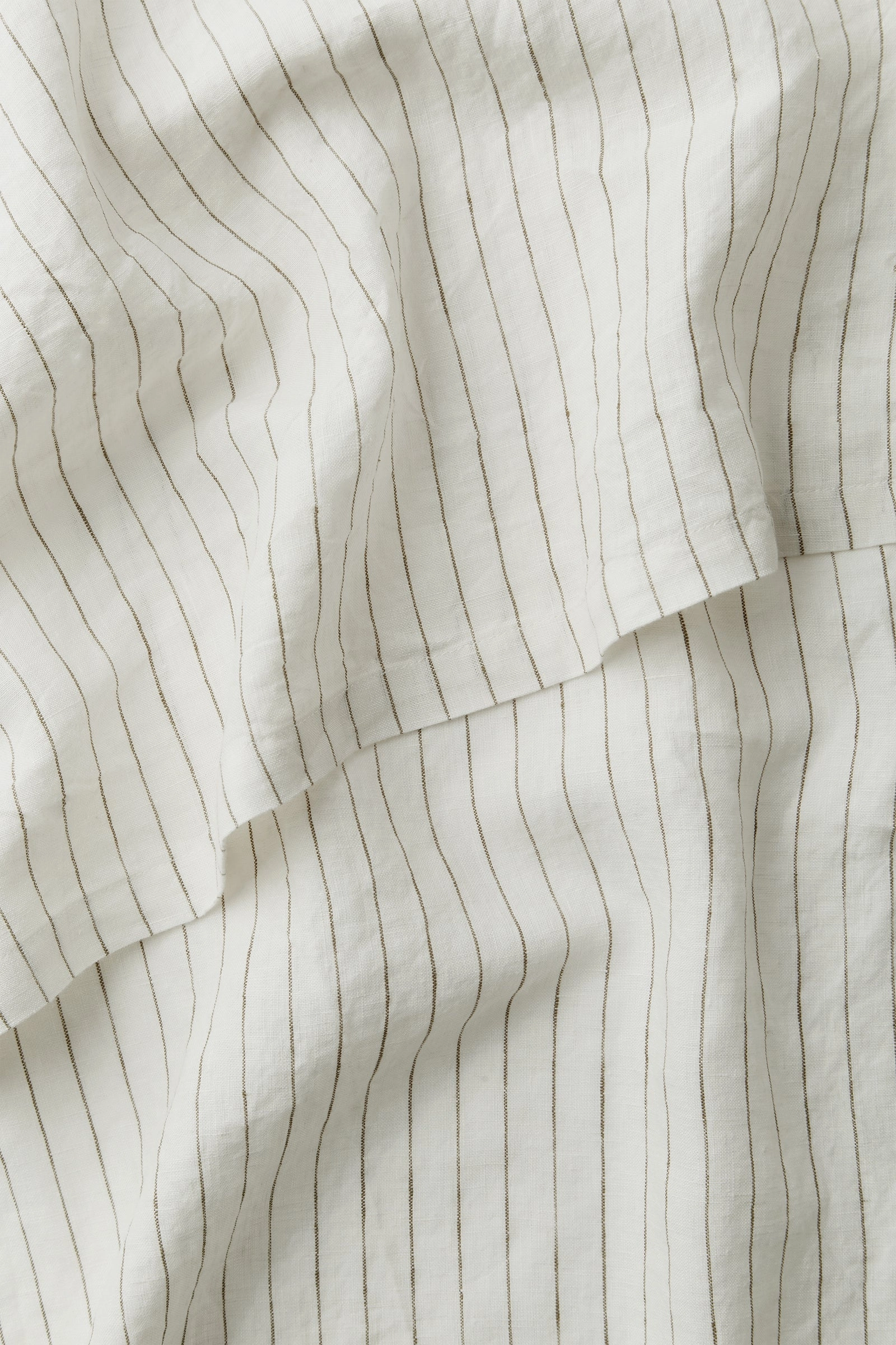 Linen Table Cloth Olive Pinstripe