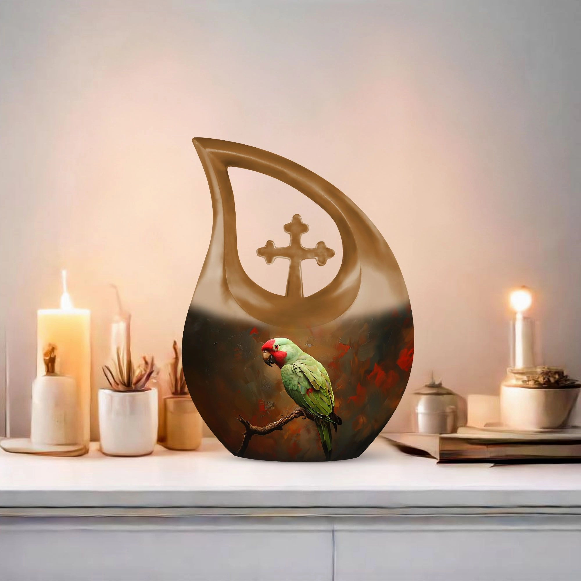 Macaw Parrot double urn for human ashes urn for females