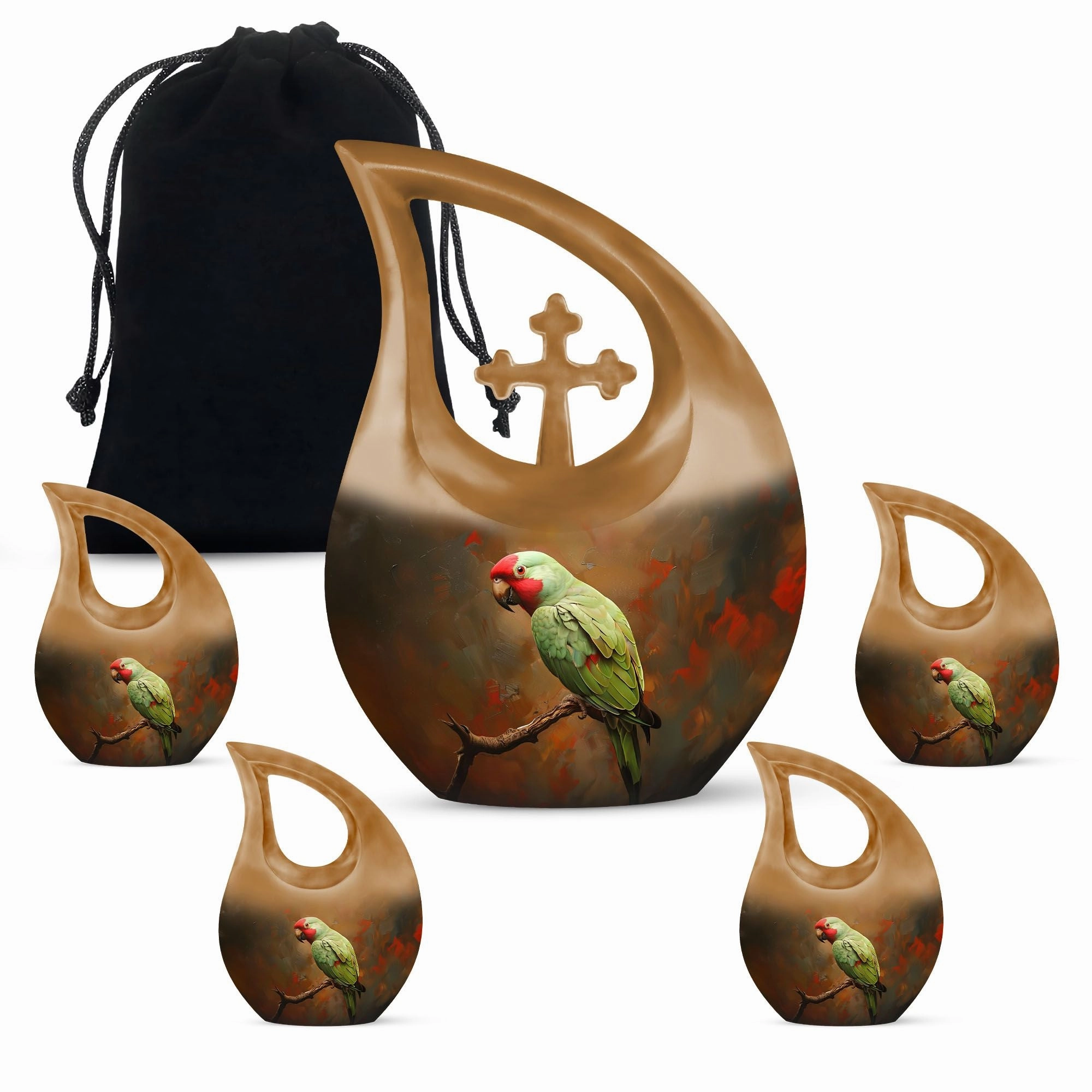 Macaw Parrot double urn for human ashes urn for females