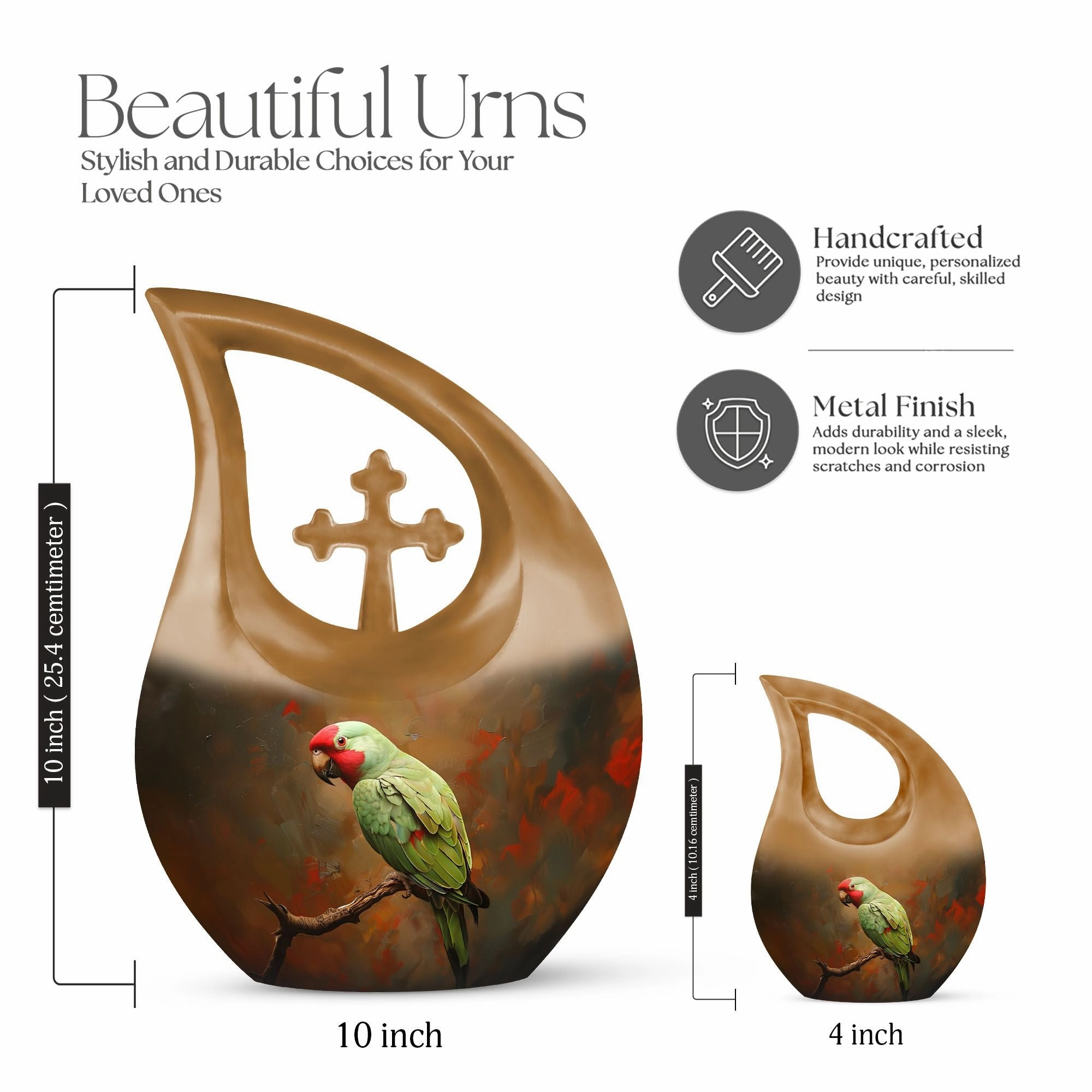 Macaw Parrot double urn for human ashes urn for females