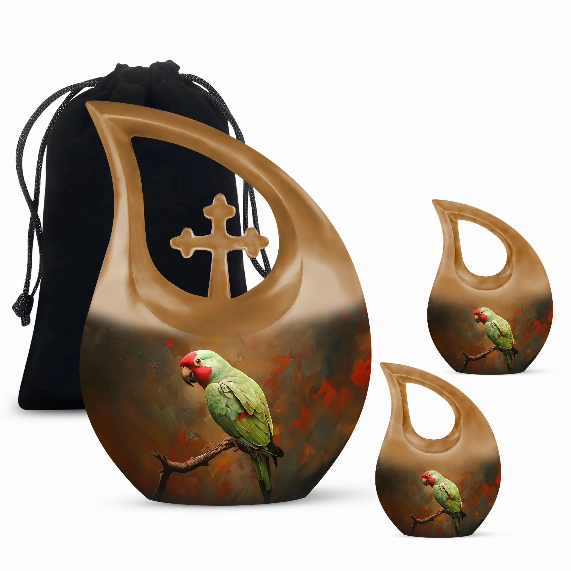 Macaw Parrot double urn for human ashes urn for females