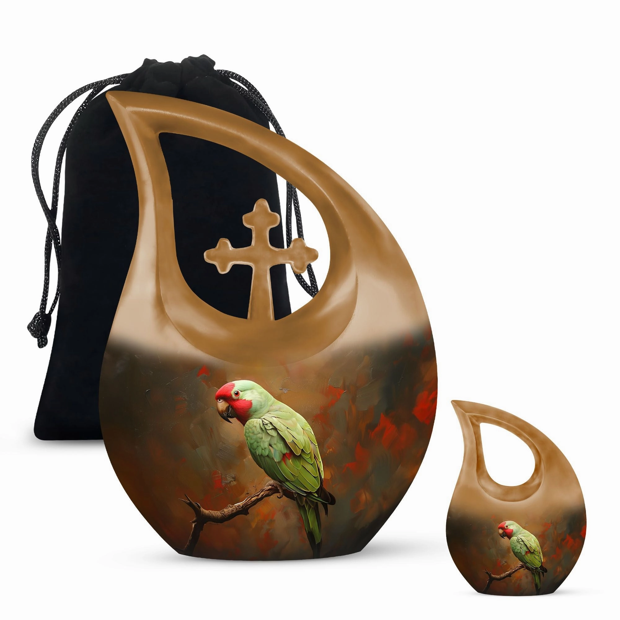 Macaw Parrot double urn for human ashes urn for females