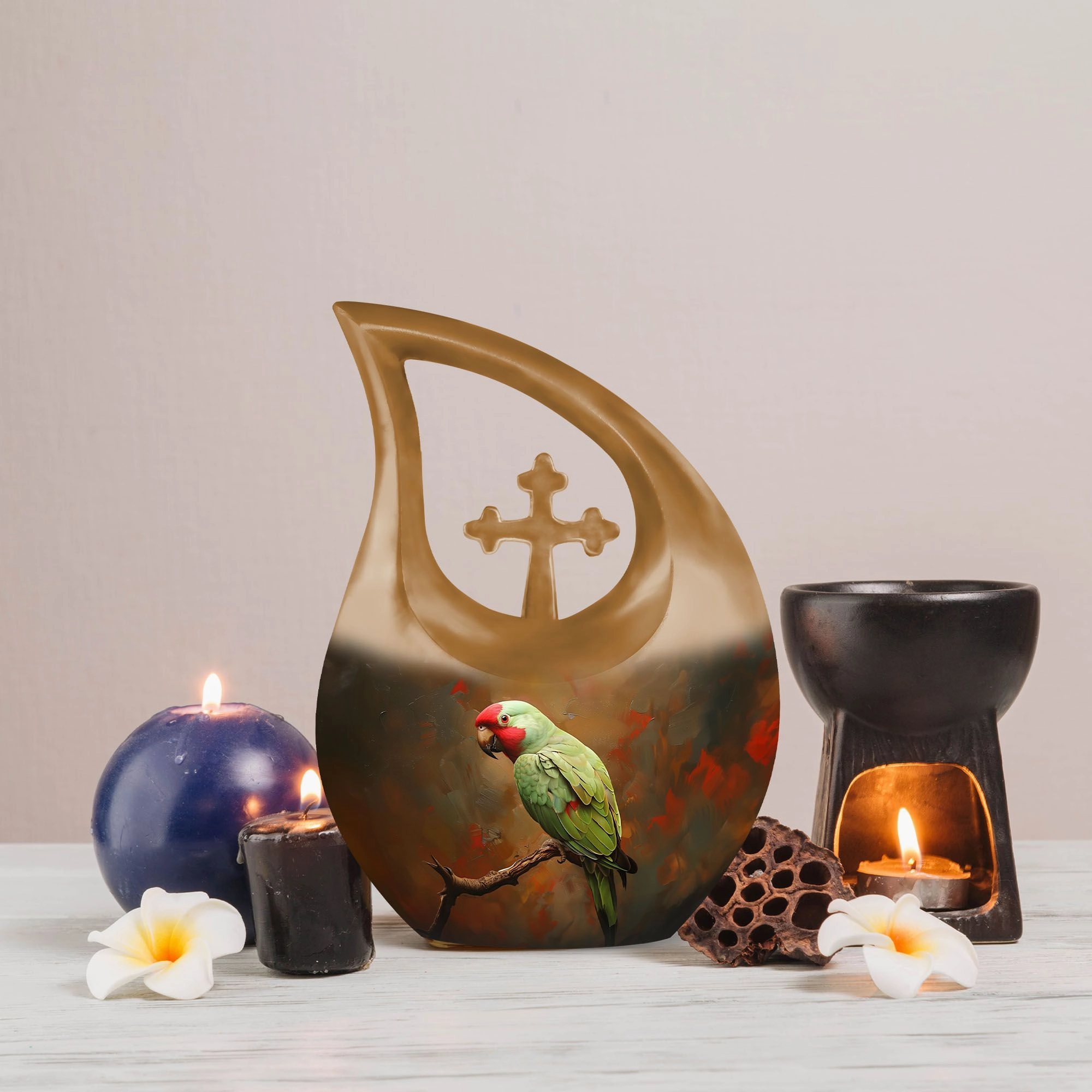 Macaw Parrot double urn for human ashes urn for females