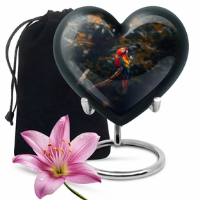 Macaw Parrot-themed, Memorial Urn - Large Heart Design