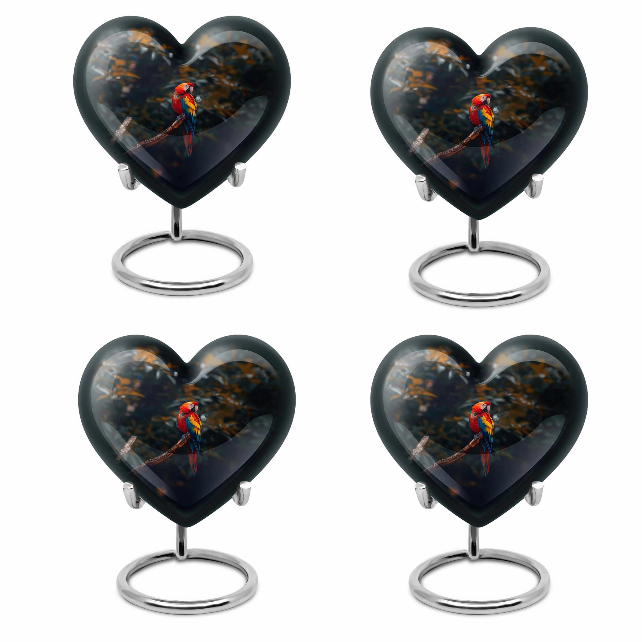 Macaw Parrot-themed, Memorial Urn - Large Heart Design