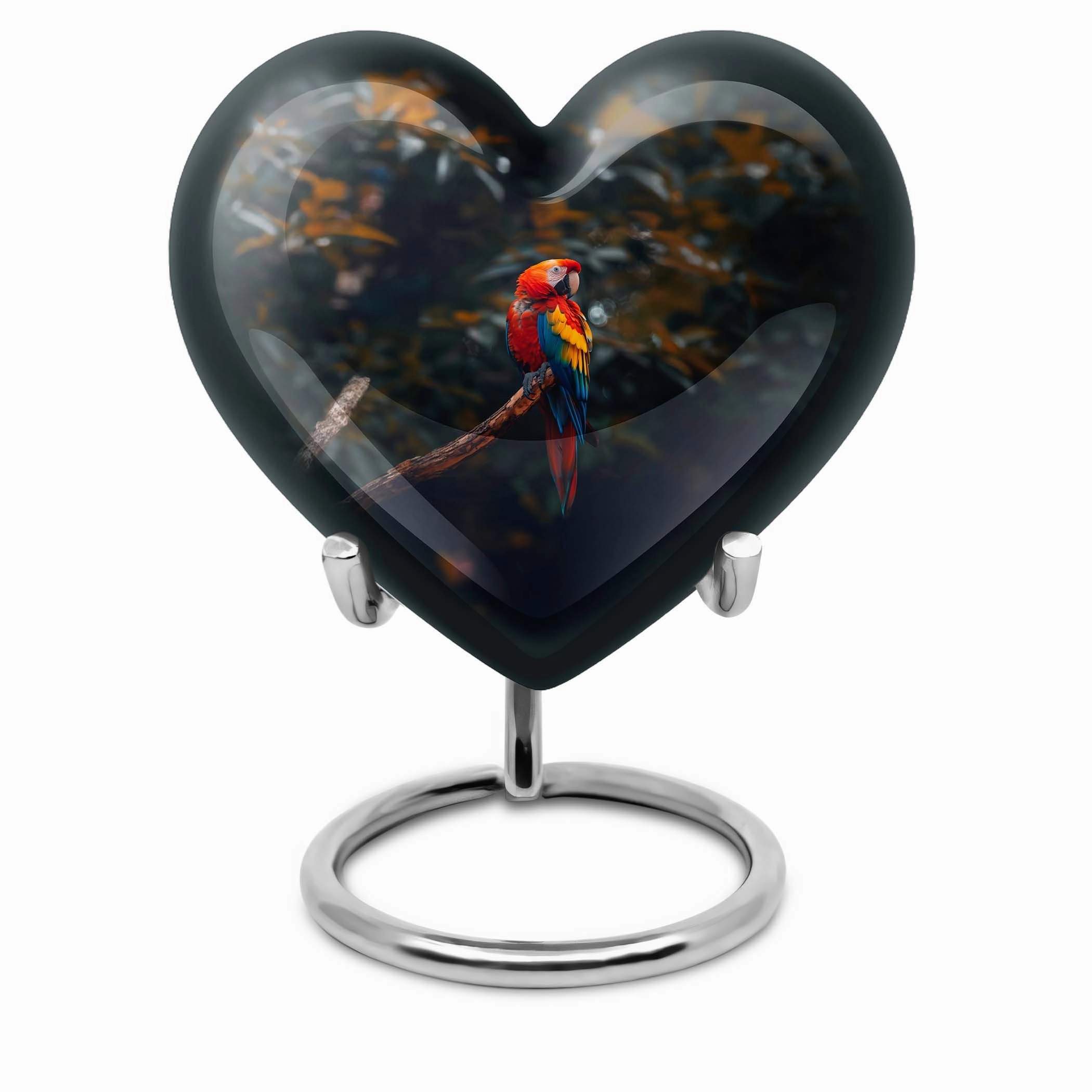 Macaw Parrot-themed, Memorial Urn - Large Heart Design