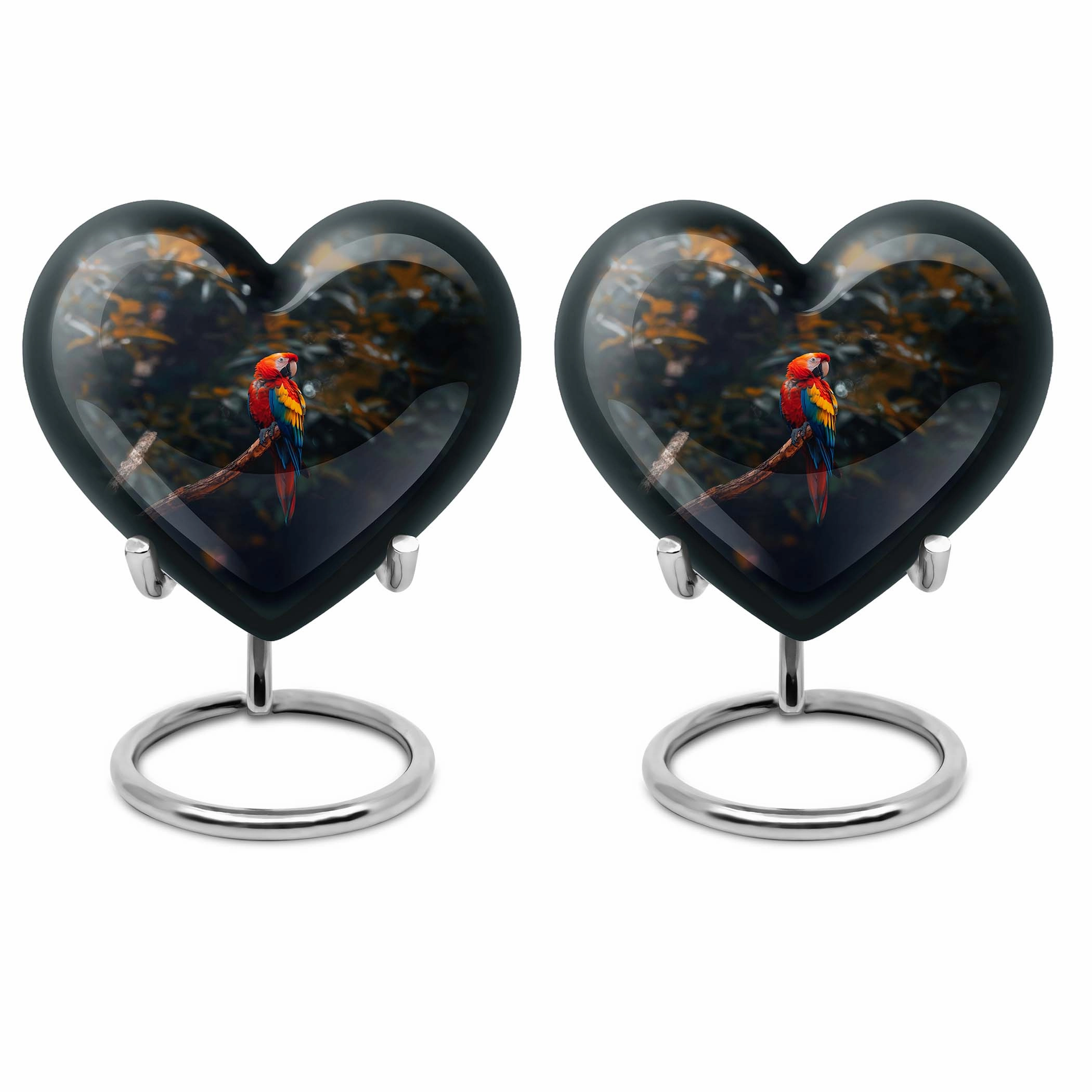 Macaw Parrot-themed, Memorial Urn - Large Heart Design