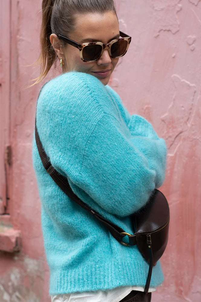 Maison Anje Beryton Uni Turquoise Pullover