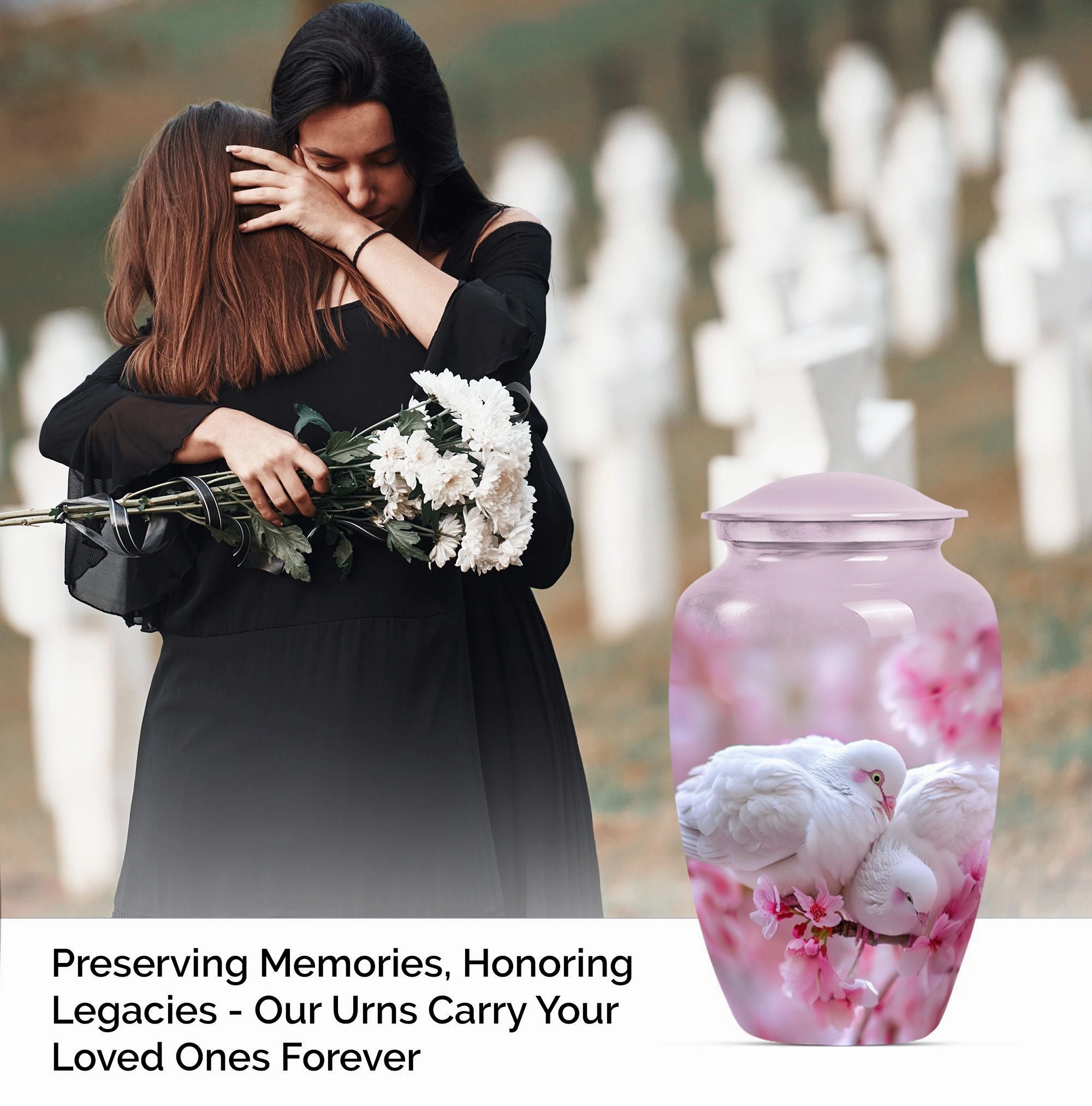 Memorium Dove Urn - Purple Meadow, A Cherished Keepsake