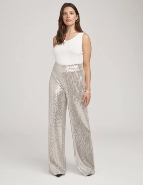 Metallic High Rise Wide Leg Pant- Sale