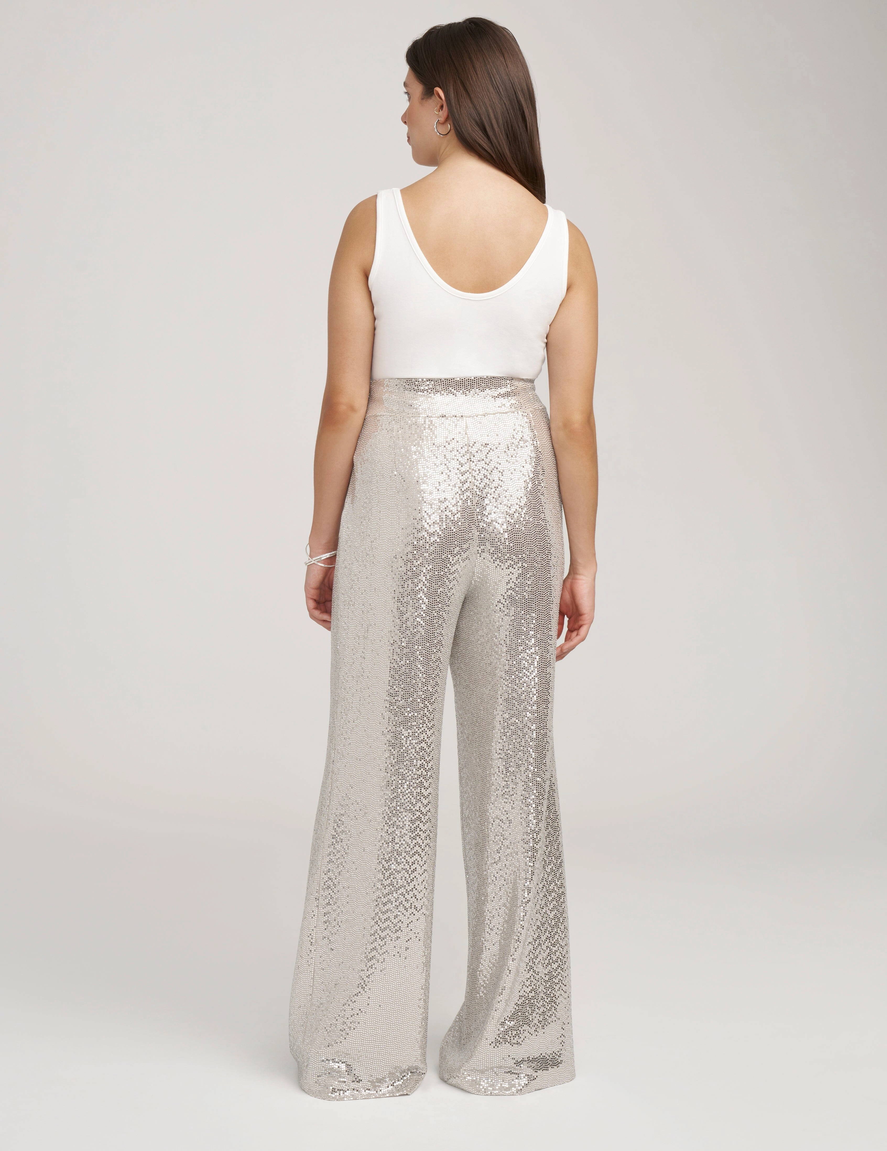 Metallic High Rise Wide Leg Pant- Sale