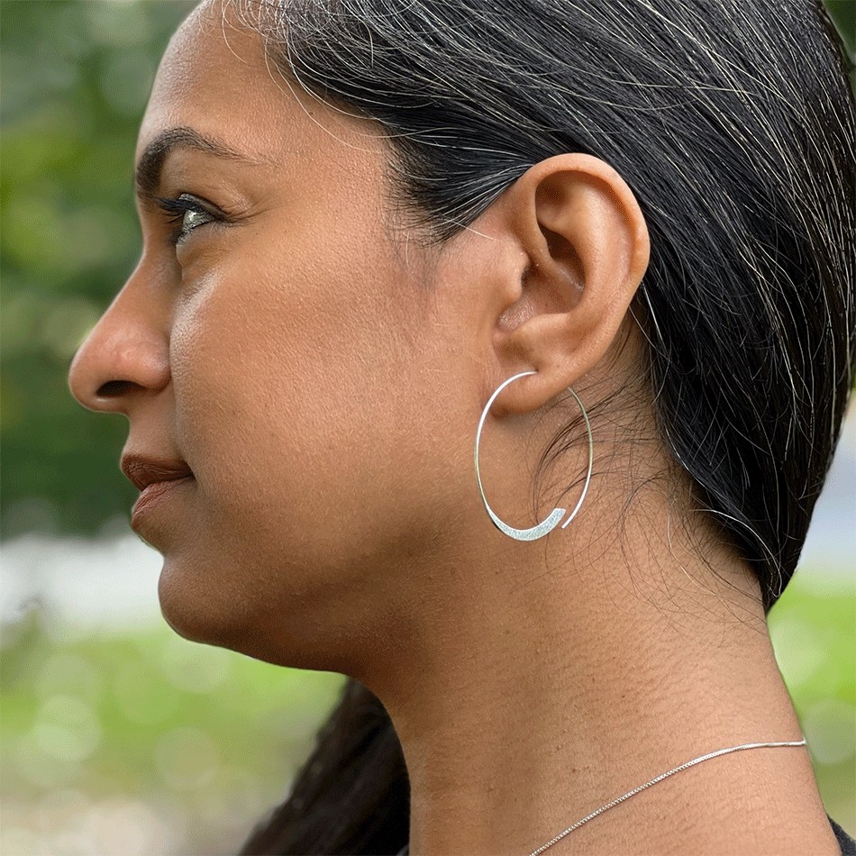 Misty Moonlight Hoop Earrings - Sterling Silver, Indonesia