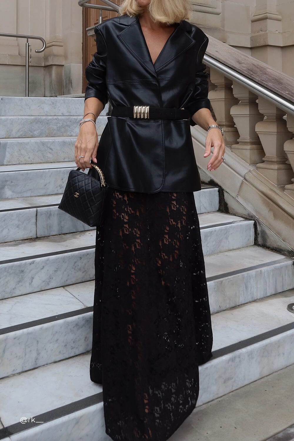 MONTY BLACK FAUX LEATHER BLAZER