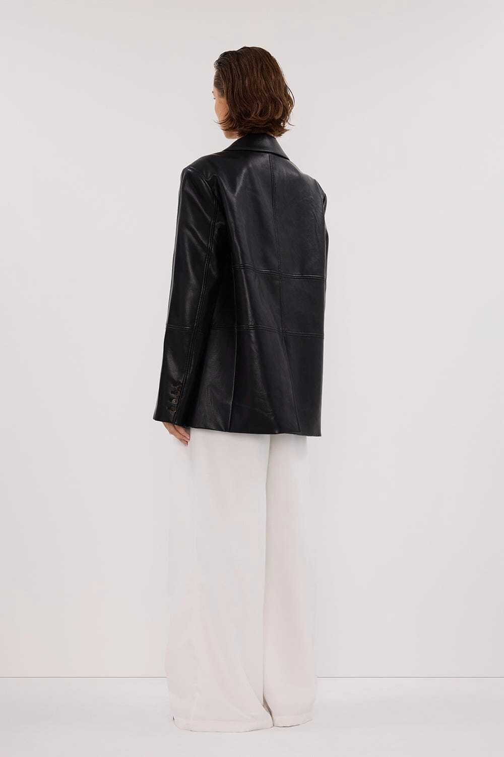 MONTY BLACK FAUX LEATHER BLAZER