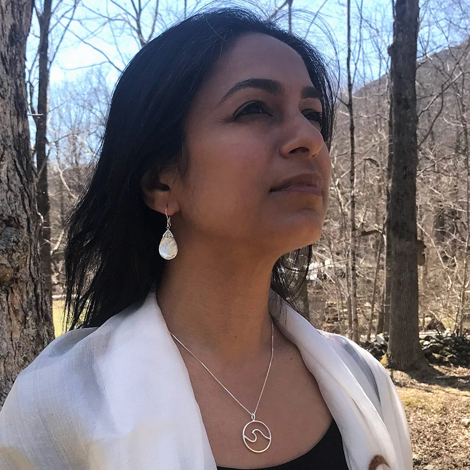 Mother-of-pearl Teardrop Earrings - Sterling Silver, Indonesia