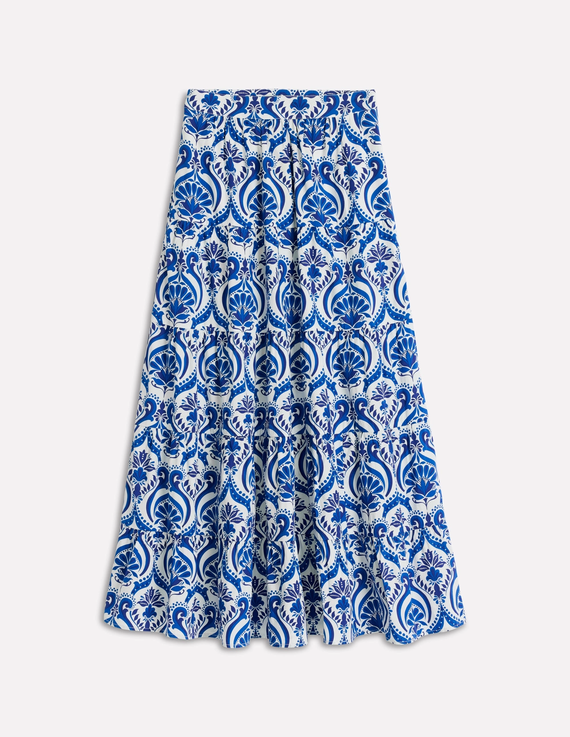 Nadia Poplin Maxi Skirt-Blue. Ornamental Floral