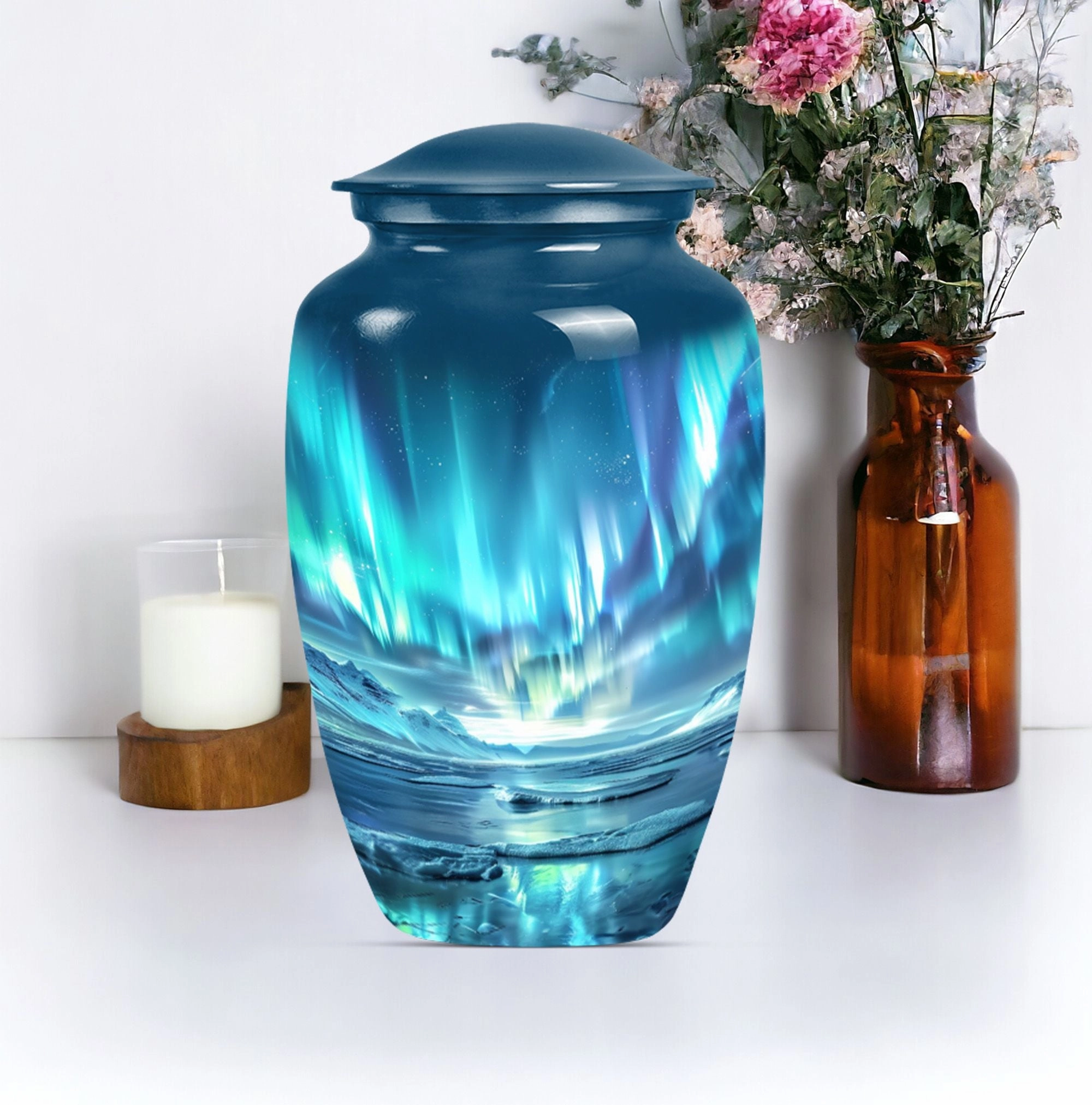 Northern Lights Glory - Memorial Cremation Urn for Adults