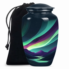 Northern Lights Resplendence - Elegant Memorial Urn for Ashes