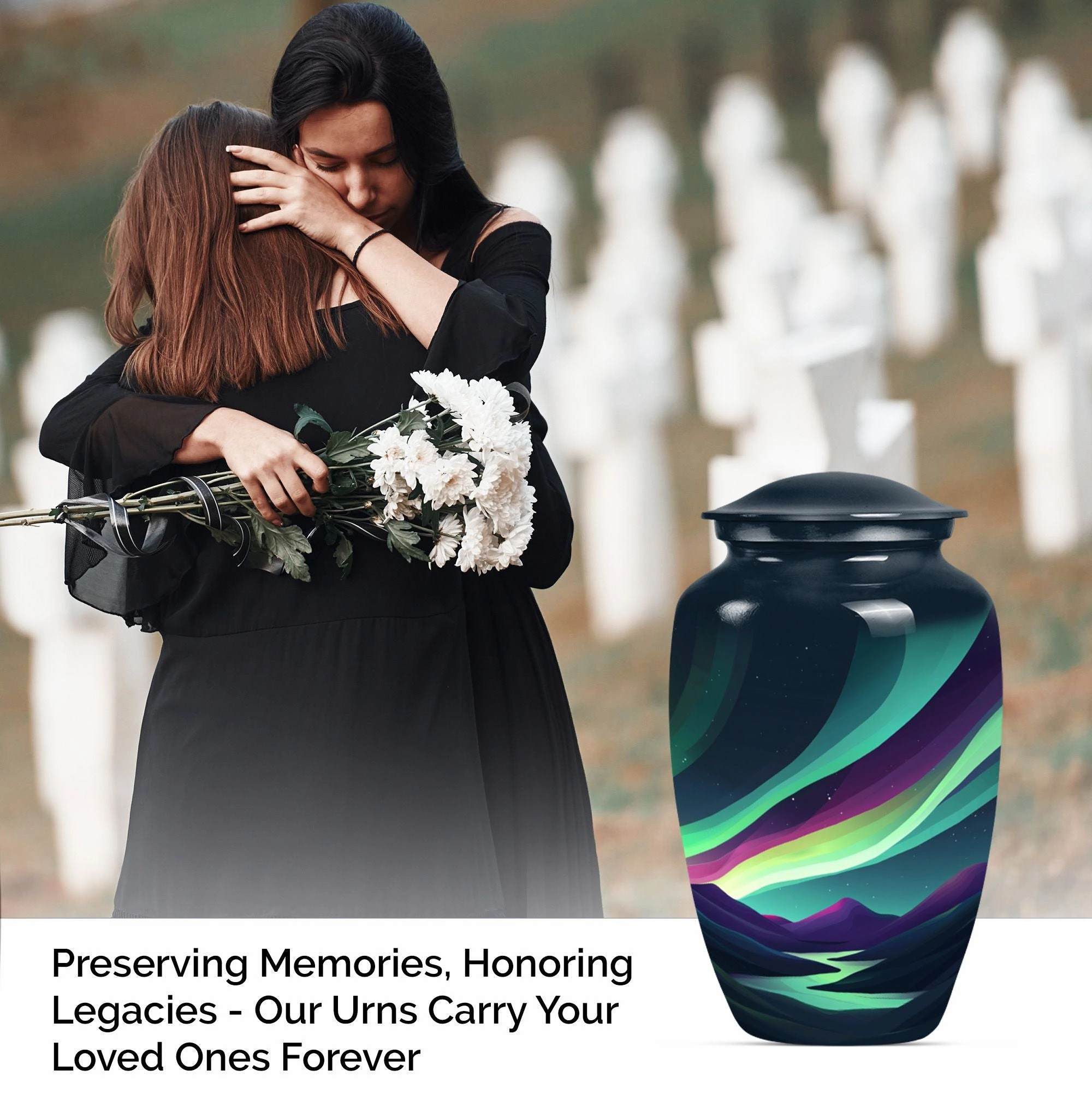 Northern Lights Resplendence - Elegant Memorial Urn for Ashes