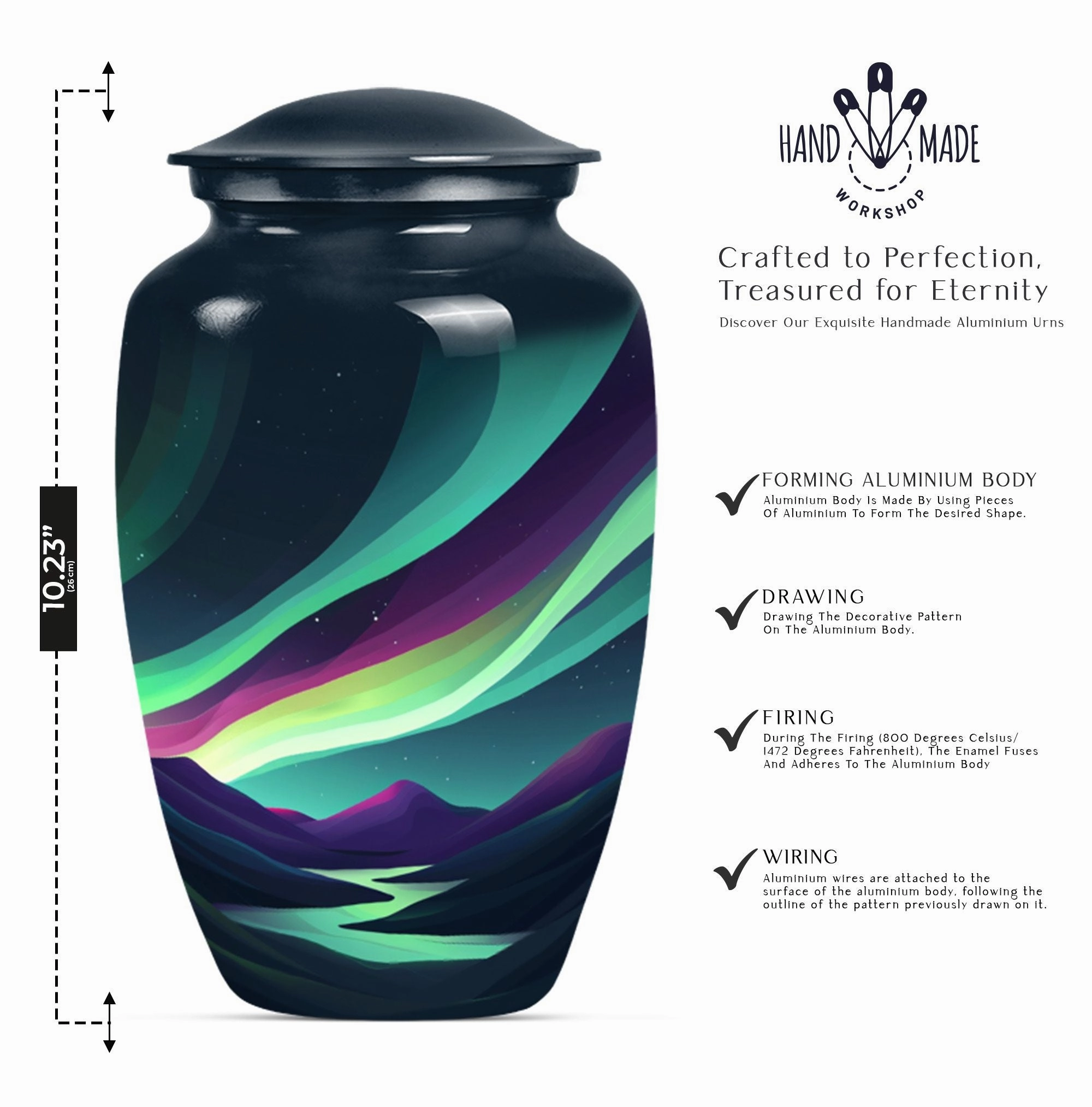 Northern Lights Resplendence - Elegant Memorial Urn for Ashes